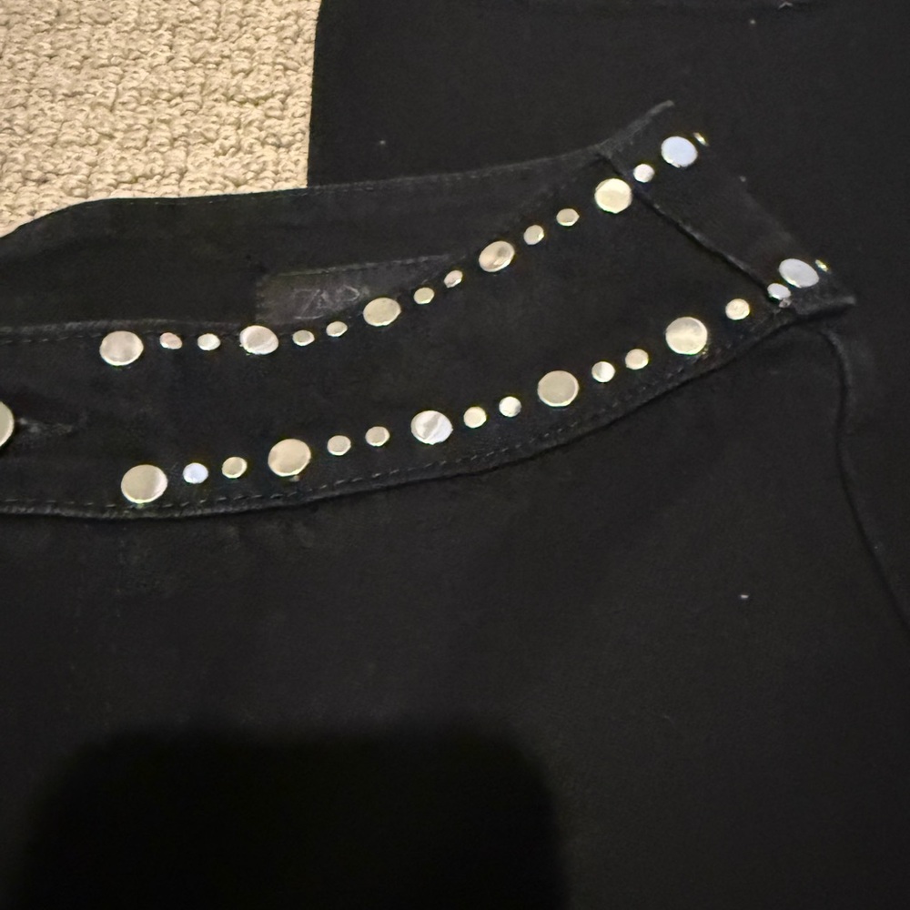 Zara Black Women's Boot Cut Jeans with Studs - Picture 2 of 3